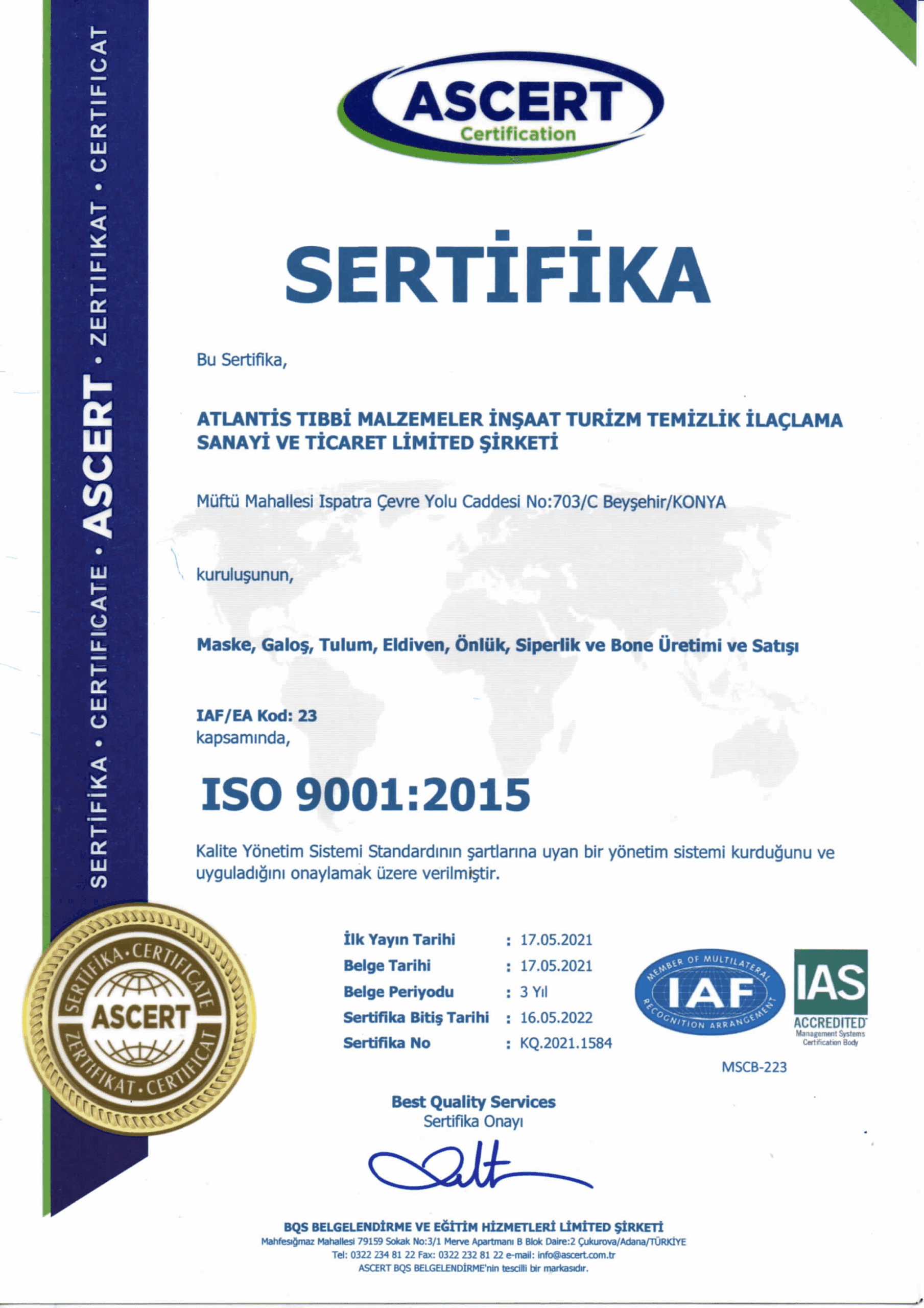 ISO 9001:2015 Qualitätsmanagementsystem